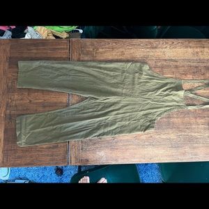 Olive green overalls linen blend size medium